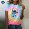 Kawaii Cartoon Glücklich Stich Herz Kuss Frauen Tops 2024 Sommer Plus Größe S-3XL T-shirts 3D Hemd Hippie T Frau Kleidung