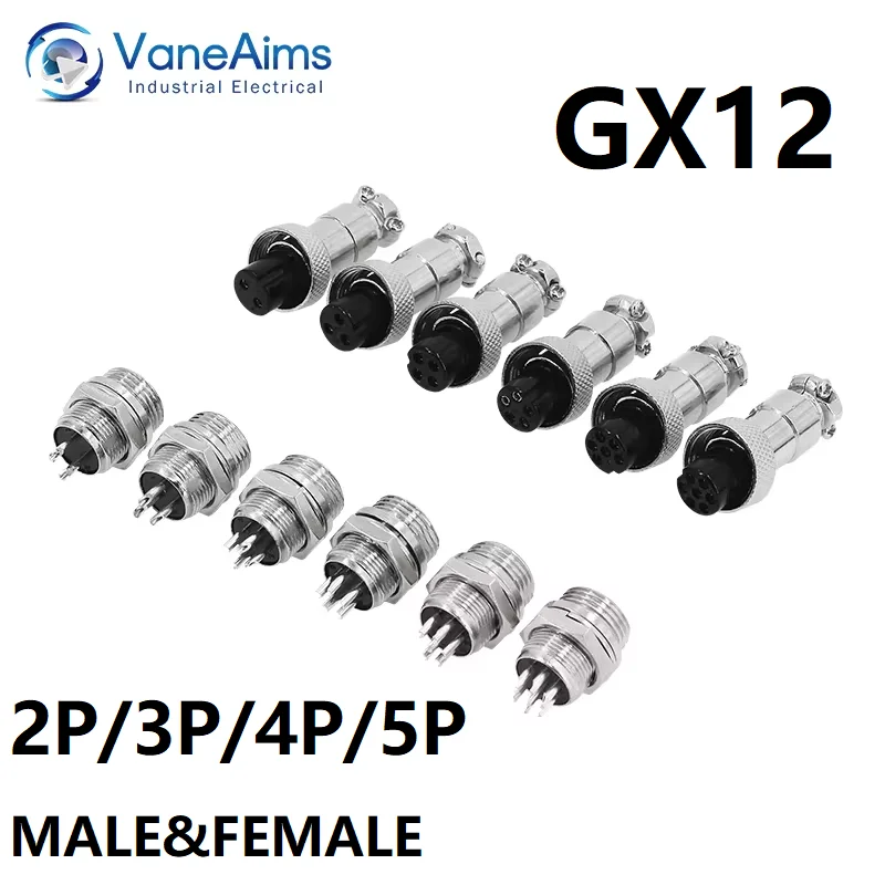 5Set GX12 Stecker 2pin 3pin 4pin 5pin Befestigung Docking Männlich Weiblich Luftfahrt Kabel Terminal Steckdose Elektrische draht Anschlüsse Image