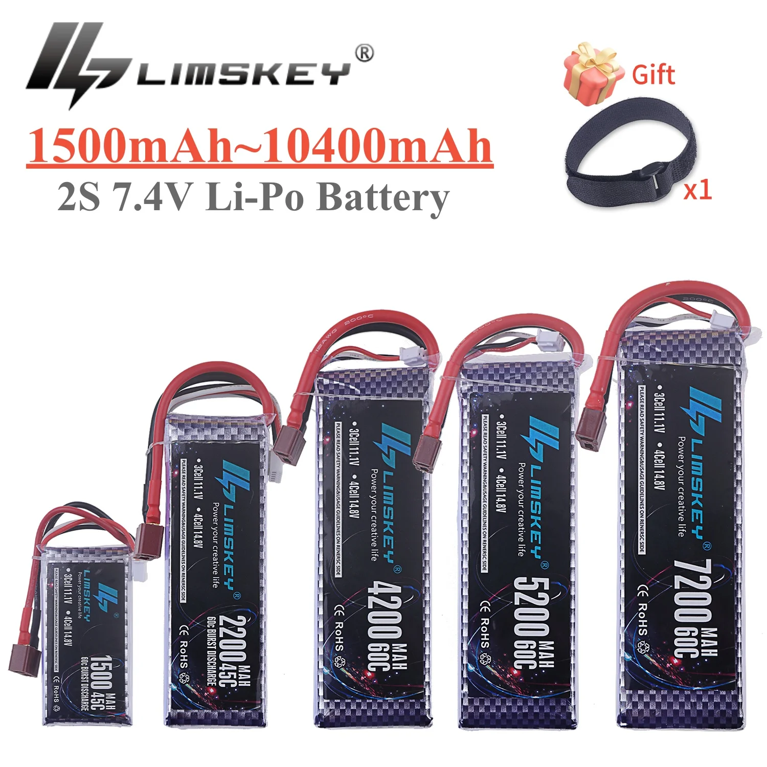 2S Lipo Batterie 7,4 v 1500 mah 1800 mah 2200 mah 3300 mah 4200 mah 5200 mah 6500 mah 7200 mah 10400 mah JST/XT60/T RC Teile 7,4 v Batterie Image