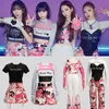 Neue Frauen Jazz Dance Hip Hop Anzug Sängerin Bühne Leistung Kostüme Rosa Camouflage Kleidung Festival Rave Outfits DWY7559