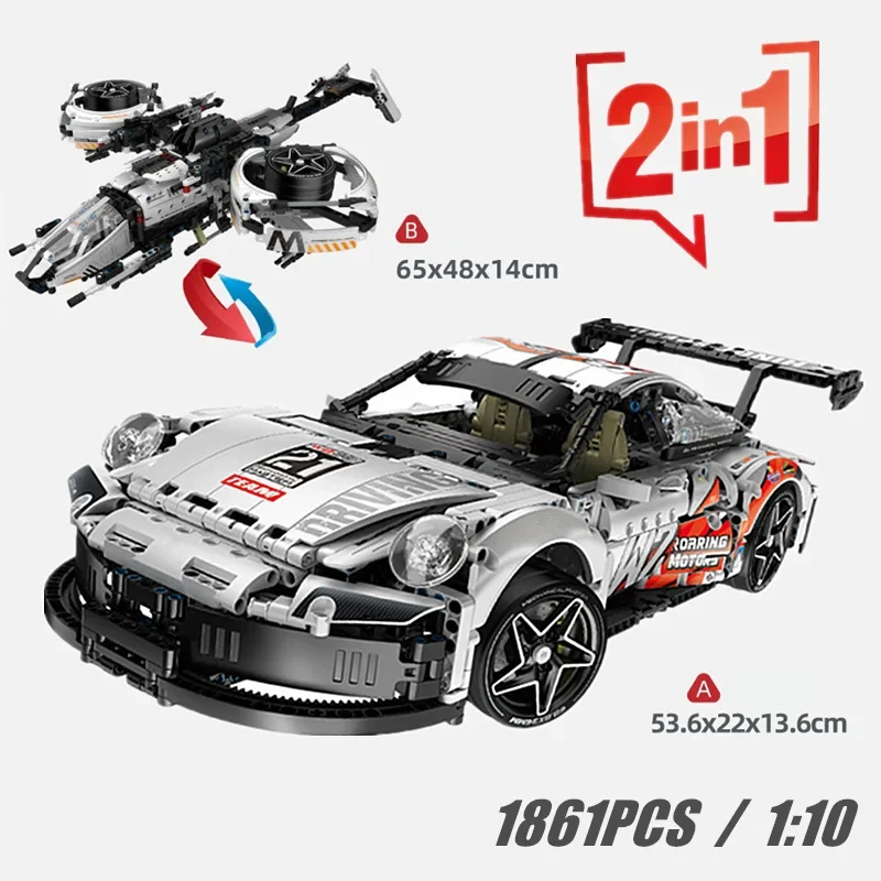 Technische Block transformationen Rennsport wagen 2 in1 Hubschrauber Kampfjet RDA-GUNSHIP Baustein Ziegel DIY Spielzeug Geschenk Kind Image