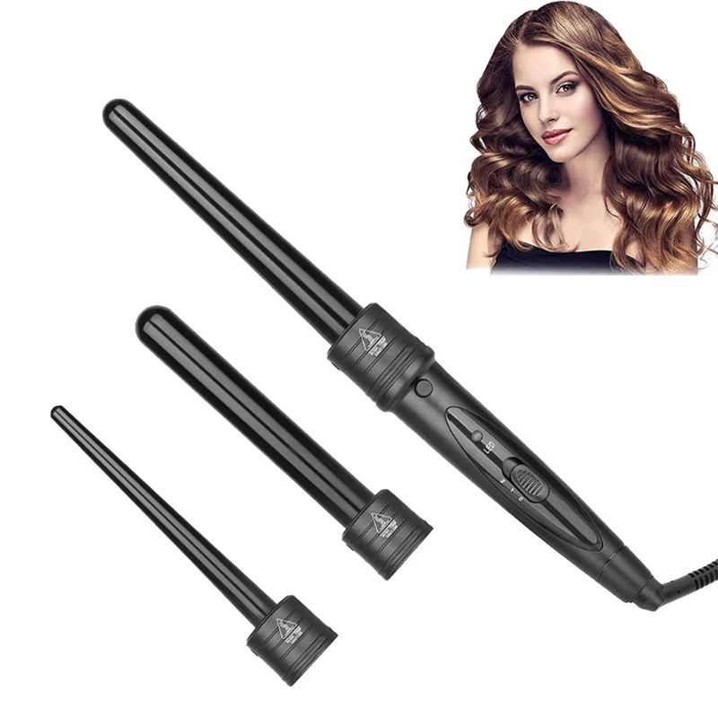 Lockens tab 3-in-1 Locken wickler Set All-in-One Locken wickler austauschbare Keramik fässer schnell erhitzen der Locken wickler Image