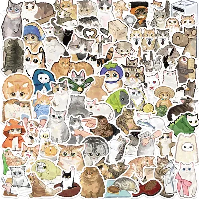 77PCS Kawaii Katze Cartoon Aufkleber Niedlichen Tier Aufkleber Kinder Spielzeug Sammelalbum Laptop Telefon Stationäre Gitarre Koffer Auto Aufkleber Image