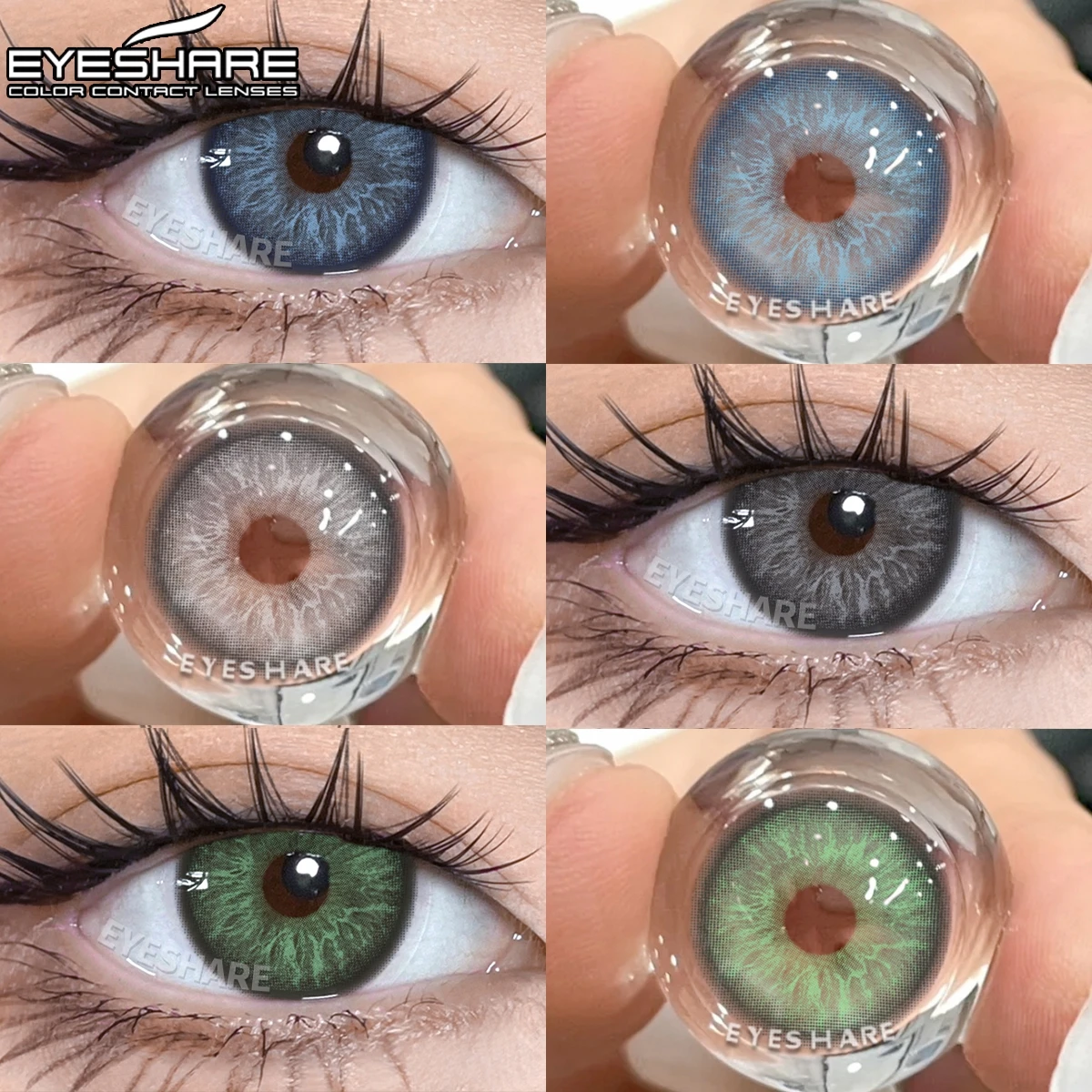 EYESHARE Neue 1 Paar farbige Kontaktlinsen für Augen, natürliche braune Kontaktlinsen, modische blaue Augenlinsen, jährliche graue Schüler Image
