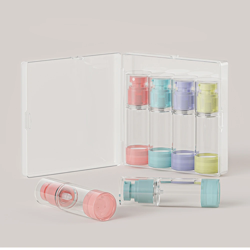 Airless nachfüllbare Flaschen Set, Vakuums pray nachfüllbare Flasche Lotion Kosmetik spender Reise tragbare Trink flasche Image