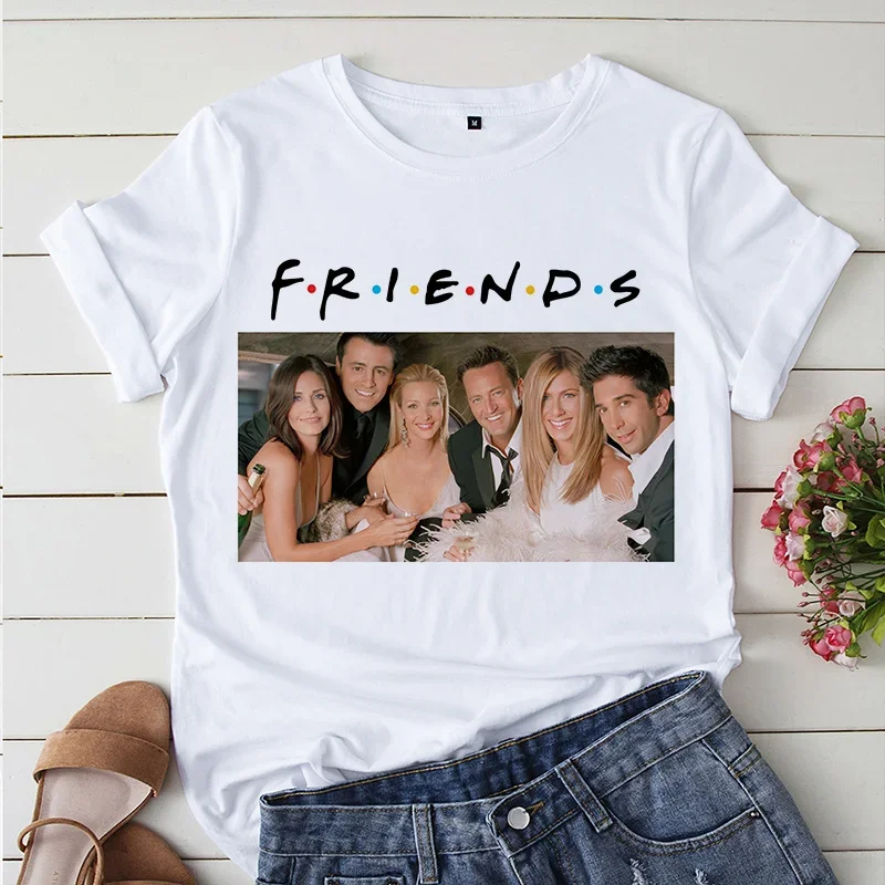 Freunde TV Serie Grafik Druck T-shirt Frauen Harajuku Ästhetischen Streetwear Y2k T-shirt Hip Hop Rap Weiß Tops Weibliche T Shirt