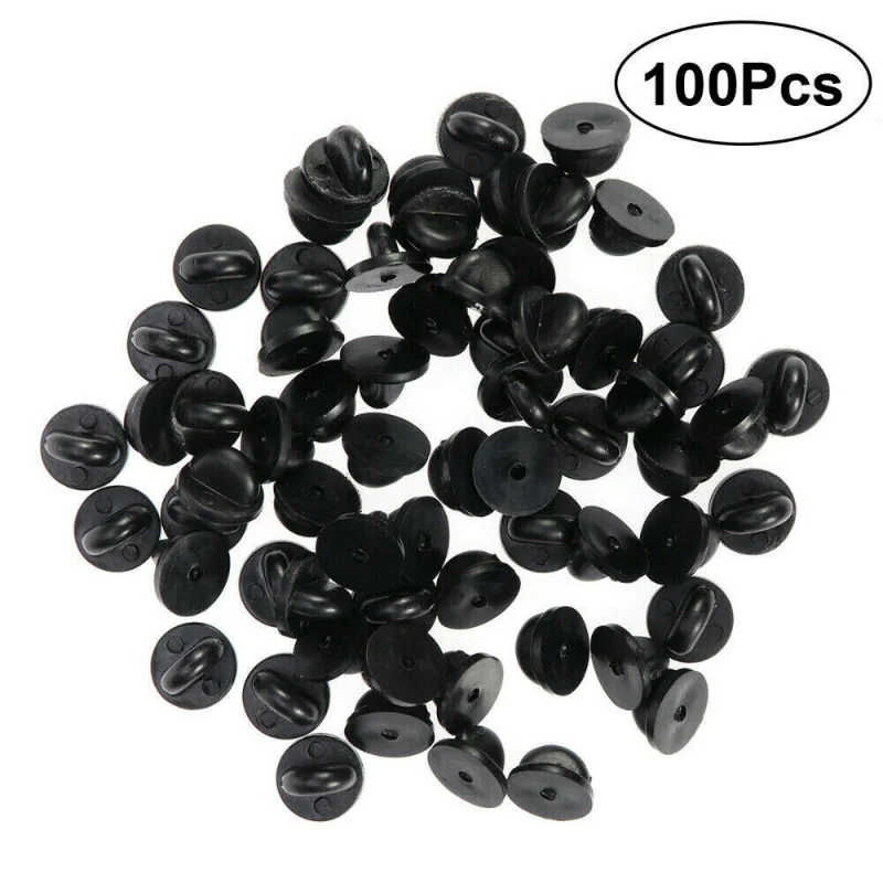 25/50/100 Stück PVC-Gummi-Pin-Rückseite, Schmetterlings-Kupplungs-Krawattenhalter, Revershalter, Verschluss, Pin-Kappenhalter für einheitliche Abzeichen, Ersatz Image