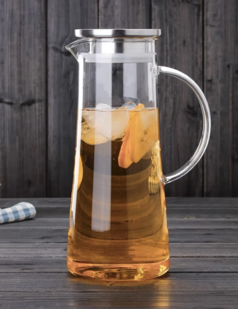 1500ml transparenter Glaskrug Heiß-/Kaltwasser krug Kessel Saft behälter Flasche leicht zu reinigen hitze beständig Image