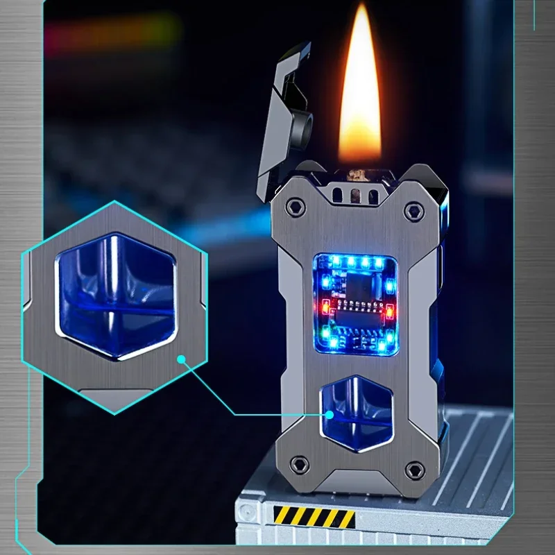 Mecha Sprachaktiviertes Induktions-Smart-Feuerzeug Öl- und Elektro-Dual-Feuerzeug Hochwertiges Geschenk Kerosin-Typ-C-Schnellaufladung Image