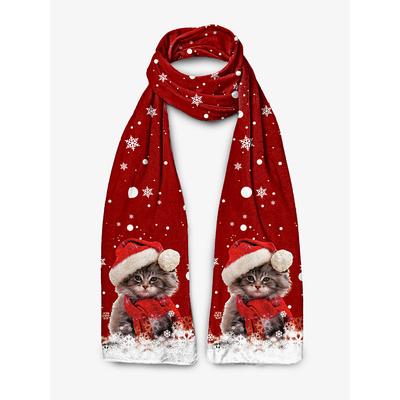 Christmas Kitten Print Winter Scarf – Cozy Festive Accessory with Santa Hat and Snowflake Design for Holiday Season