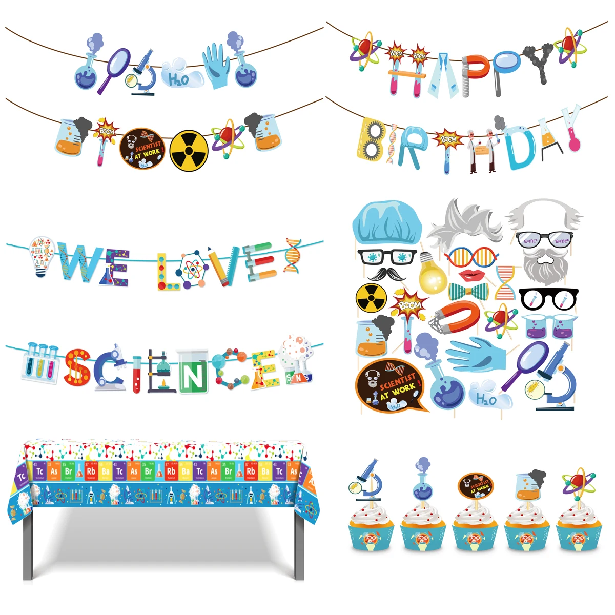 Coole Party für Kinder, Wissenschaft, DNA, Wissenschaftler, Geburtstagsparty, Banner, Einweggeschirr, Babyparty, Party-Tischdecken, Dekorationen Image
