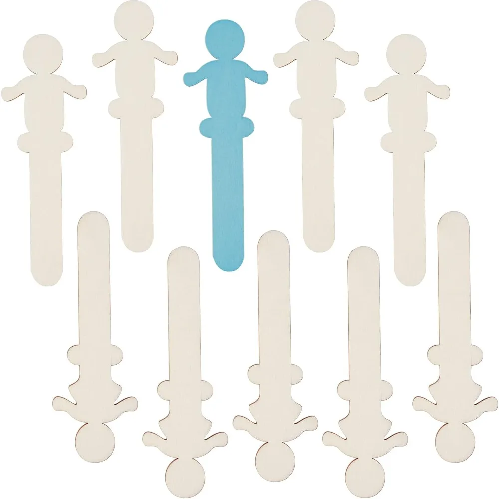 40 stücke 2 Arten Menschen geformt Holz Handwerk Stöcke natürliche Jumbo Eis am Stiel Holz Eis Stick Bulk 5,5 Zoll Länge für Gebäude,