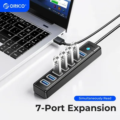 ORICO USB 3.0 HUB 7 Ports Splitter USB A 15CM Cable High-Speed Transmission HUB laptop Expansion