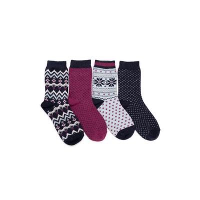 Plus Size Women's 4 Pack Holiday Boot Socks by MUK LUKS in Blue Multi (Size ONESZ)