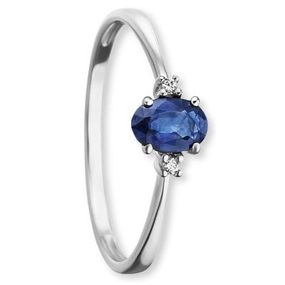 Diamantring ONE ELEMENT "0.02 ct Diamant Brillant Safir Ring aus 585 Weißgold" Gr. 58, silber, Fingerringe, Damen, 58,mit Diamant, Weißgold 585-Diamanten, Weißgold 585, Diamanten, Damen Gold Schmuck Image