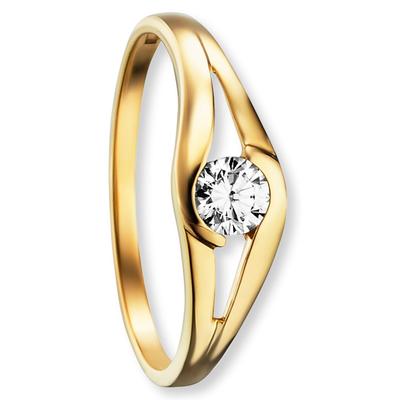 Goldring ONE ELEMENT "Zirkonia Ring aus 333 Gelbgold" Gr. 54, gold, Fingerringe, Damen, 54,mit Zirkonia, Gelbgold 333, D