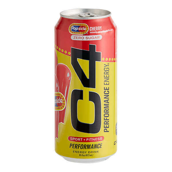 C4 Energy Cherry Popsicle Energy Drink 16 fl. oz. Can - 12/Case
