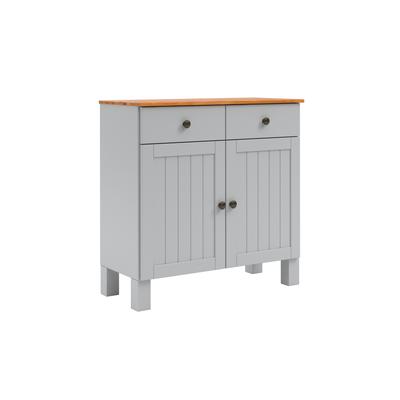 Anrichte HOME AFFAIRE "Alby2", grau (grau, honigfarben), B:85cm H:85cm T:38cm, FSC-zertifiziertes Massivholz, Sideboards, Mit 2 Türen, 2 Schubkästen und Metallgriffe, Breite 85 cm Image