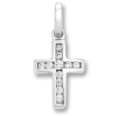 Ketten-Anhänger ONE ELEMENT "Zirkonia Kreuz Anhänger aus 925 Silber", silber, Schmuckanhänger, Damen, Silber 925 (Sterli