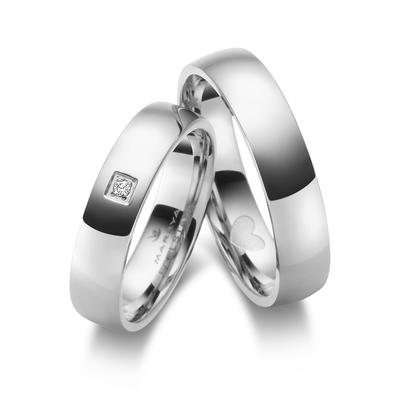 Partnerring MARRYA "Edelstahl Ringe Trauringe Eheringe Partnerringe" Gr. 76, silber (herren ring, silber), Fingerringe, 