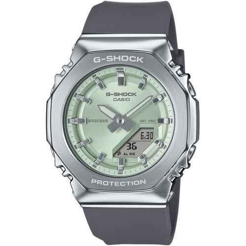 Chronograph CASIO G-SHOCK Armbanduhren grau-grün, grau Damen Quarzuhr, Armbanduhr, Damenuhr, Herrenuhr, Stoppfunktion, Resinband