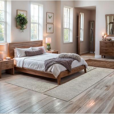 Bettumrandung MY HOME "Odenne", beige (creme, grau), H:10mm, Obermaterial: 100% Wolle, Bettumrandung, handgewebter Wendeteppich, melierte Optik, reine Wolle, Wohnzimmer Image