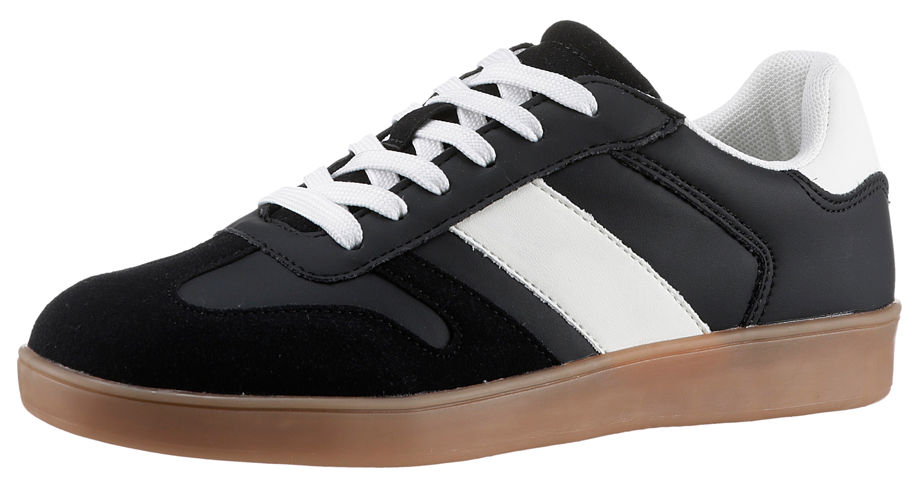 Sneaker ANISTON SHOES, Damen, Gr. 36, schwarz-weiß (schwarz, weiß), Lederimitat, Schuhe Skaterschuh Sneaker low Retrosneaker, Freizeitschuh, Halbschuh, Schnürschuh - NEUE KOLLEKTION