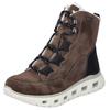 Winterboots RIEKER, Damen, Gr. 36, braun (braun, schwarz), Lederimitat, kontrastfarbene Details, sportlich, Schuhe, Schnürboots, Outdoorboots mit wasserabweisender riekerTEX-Membran