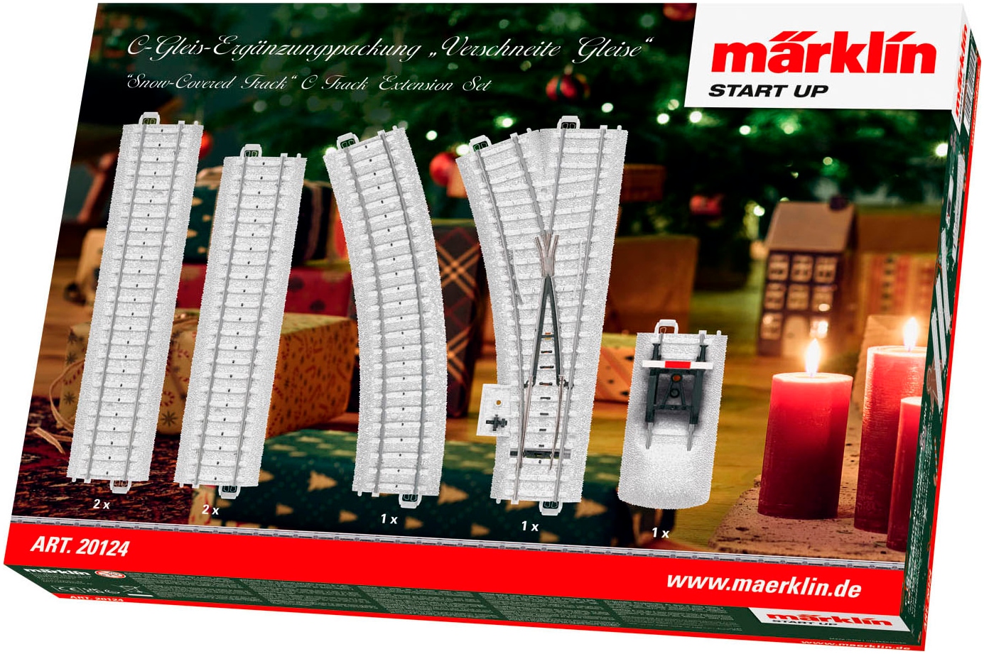 Gleise-Set MÄRKLIN "Start up - C-Gleis-Ergänzungspackung Verschneite Gleise - 20124", weiß (weiß, glitzernd), Eisenbahn-Schienensets, KinderH:1cm, Kunststoff, Metall, Made in Europe, H:1cm