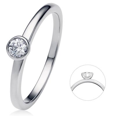 Diamantring ONE ELEMENT "0.15 ct Diamant Brillant Zarge Ring aus 585 Weißgold" Gr. 56, silber, Fingerringe, Damen, 56, Weißgold 585-Diamanten, Weißgold 585, Diamanten, Damen Gold Schmuck Zarge Image
