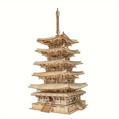 TEMU Robotime 3d Craft Kit Adult Diy Model Building Kit Gift (five- Pagoda)