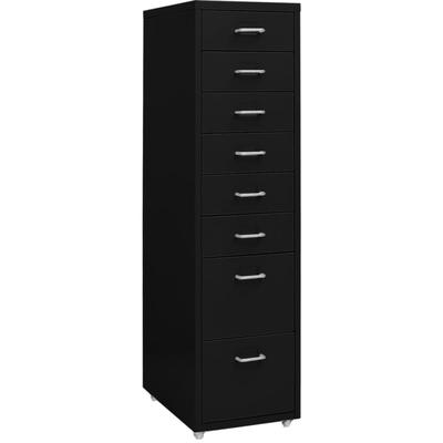 Aktenschrank mit Rollen Schwarz 28x41x109 cm Metall Vidaxl