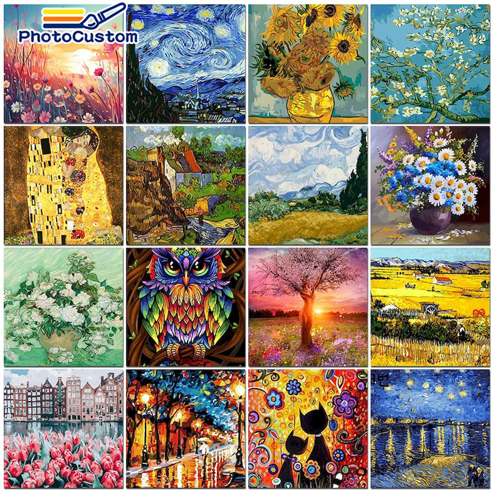 Van Gogh – peinture par numéros, image à l'huile sur toile, Kits de bricolage, peinture acrylique, dessin de figurines de paysage, coloriage par numéros, décoration de maison