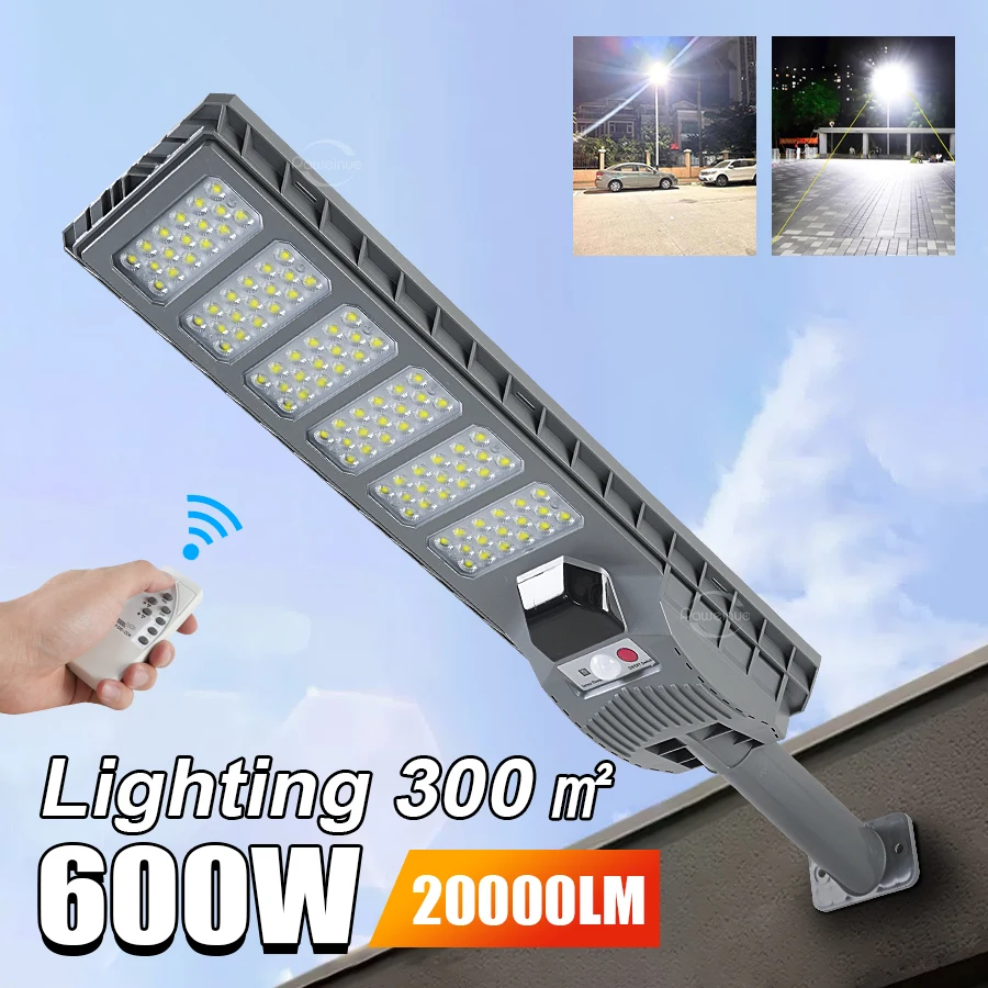 2024 20000LM grande lumière solaire pour lampe solaire extérieure lumière du soleil capteur de mouvement lumière télécommande étanche mur de rue lampe de cour