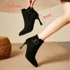 Aphixta Faux Wildleder Frauen Stiefeletten Sexy 8 cm High Heels Zipper Schließen Moderne Stiefel Schuhe Frau Boote botines para mujeres Größe 42