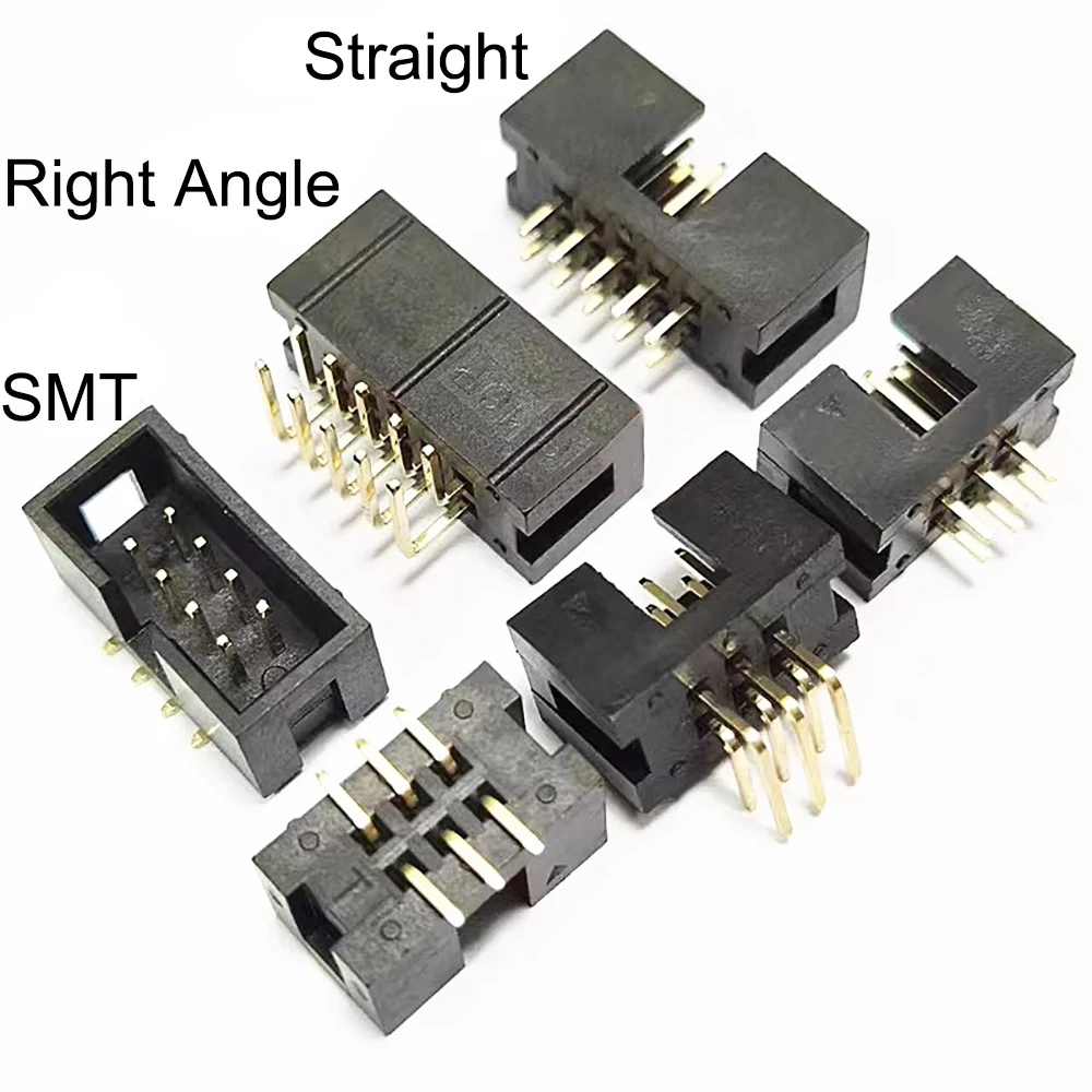 10 stücke dc3 2,54mm 0.1 "Abstand gerade rechtwinklig smt zweireihig DC3-6/8/10/20/30/p isp männlich pin idc jtag socket box header Image
