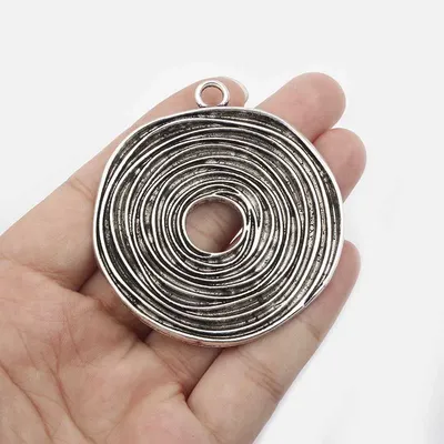 2 stücke Große Tibetischen Silber/Grünspan Patina Runde Swirl Spiral Vortex Charms Anhänger Für