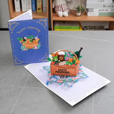 Glücklich Passover Pop Up Karte für Jude Festival Geschenk 3D Grußkarten Image
