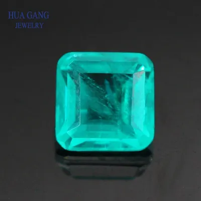 Synthetische Paraiba Stein quadratische Fase Form Schritt geschnitten synthetische Kristall & Glas