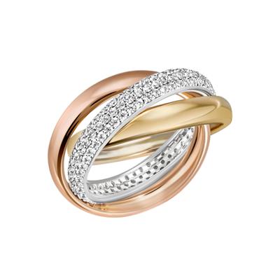Fingerring FIRETTI "Schmuck Geschenk Silber 925 Silberring Verschlungen" Gr. 50, rosa (silberfarben, gelbgoldfarben, roségoldfarben, kristallweiß, kristallweiß), Fingerringe, Damen, 50, Silber 925 (Sterlingsilber), 3,8mm, mit Zirkonia (synth.) Image