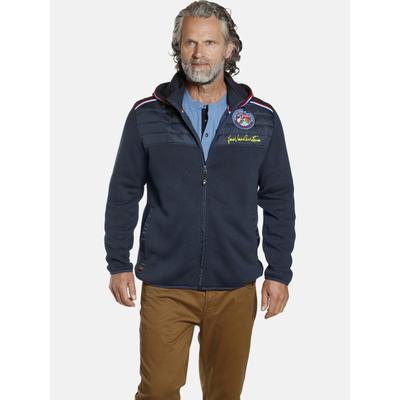 Sweatjacke JAN VANDERSTORM "Strickfleecejacke STELLAN", Herren, Gr. L, blau (dunkelblau), Obermaterial: 100% Polyester P