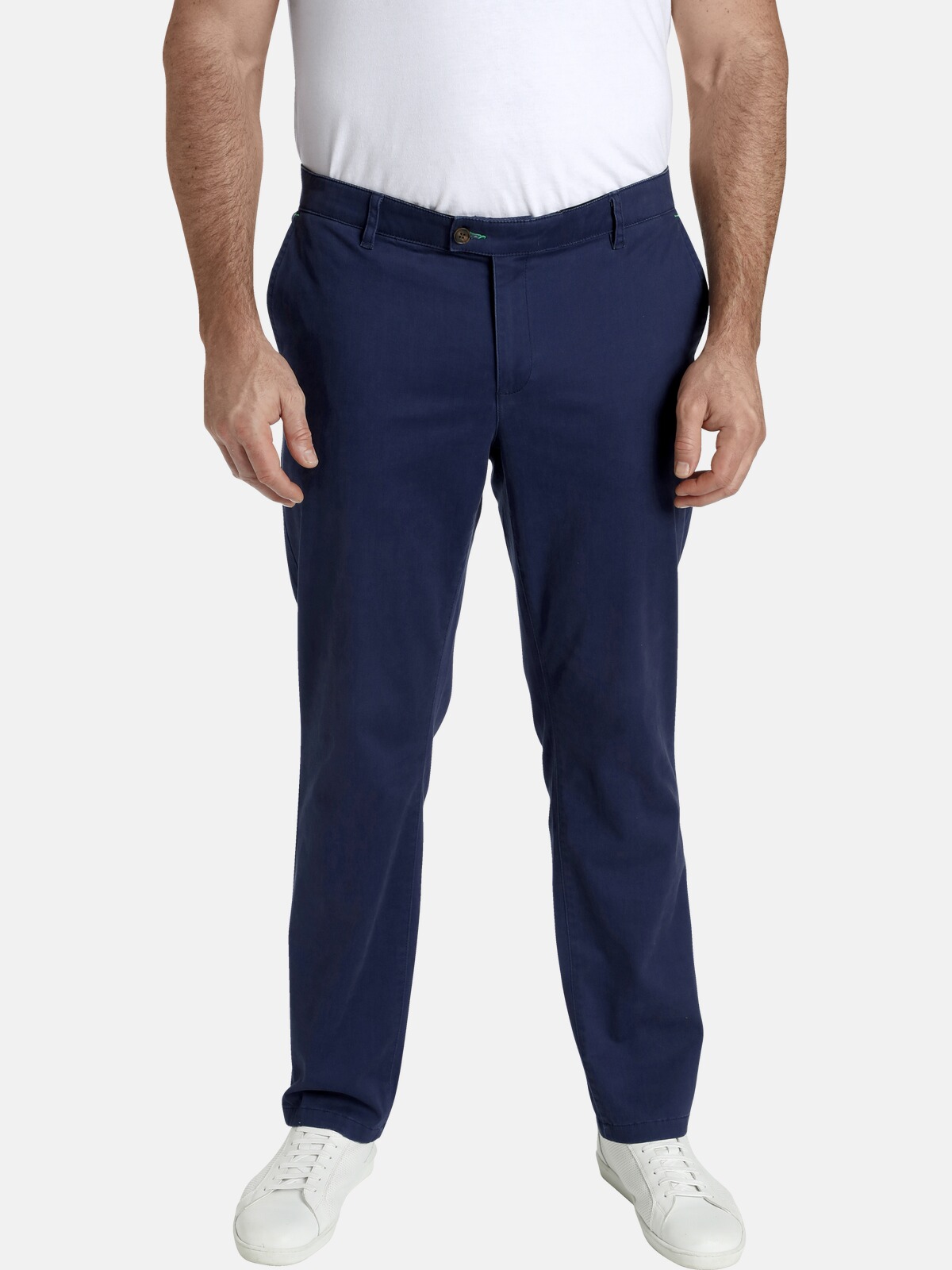 Chinohose CHARLES COLBY "Tiefbundhose BARON KIRIAN", Herren, Gr. 54, N-Gr, blau (dunkelblau), Obermaterial: 97% Baumwolle CO. 3% Elasthan EL., Klassisch, comfort fit lang, Hosen Chinohose