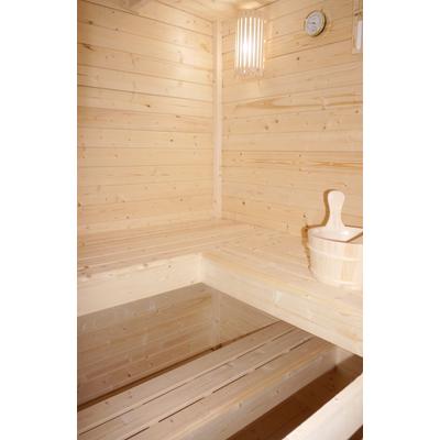 SANOTECHNIK Sauna "»VAASA« Außensauna" Saunen geeignet für 5 Personen, Fichetnholz Gr. Saunaofen, 8 kW, braun (holz)