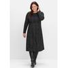 Shirtkleid SHEEGO "Große Größen", Damen, Gr. 48, Normalgrößen, schwarz (schwarz gemustert), Obermaterial: 81% Polyester, 17% Viskose, 2% Elasthan, unifarben, elegant, figurbetont wadenlang, Rundhals, Langarm, Kleider, aus Interlock, im Jacquardmuster