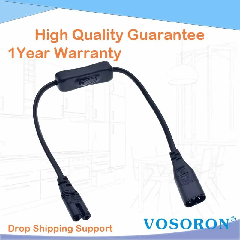 „8“ Figure C7 Stromkabel mit Schalter, IEC 320 C8 auf C7 Verlängerungskabel mit Ein/Aus, C7 Stromkabel schalten kurze Drähte. Image