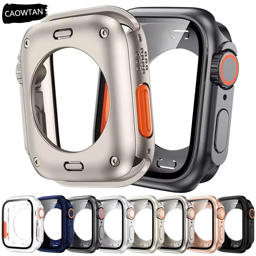 Glas + Hülle für Apple Watch Serie 10, 46 mm, 42 mm, 9, 8, 7, 45 mm, 41 mm, Wechsel für Ultra IWatch 4, 5, 6 SE, 44 mm, 40 mm, Displayschutzfolie, Stoßstange Image