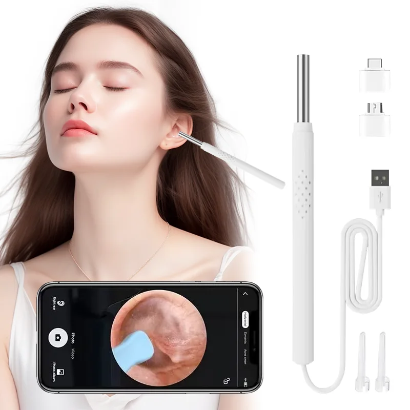Kamera zum Entfernen von Ohrenschmalz, 3-in-1, visuelles Android-Otoskop, Mini-Kamera für die Reinigung von Typ-C, wasserdichtes USB-Endoskop, Ohrenpflückern Image