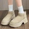 35-40 Winter Frauen kurze Plüsch warme Schneeschuhe Freizeit schuhe neue Wildleder Pelz Chelsea Stiefeletten Wohnungen Plattform Damen Schuhe Botas