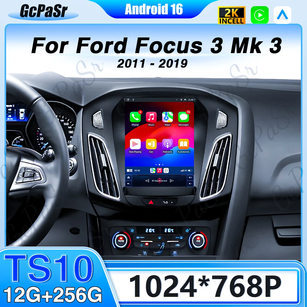 Android 16 Für Ford Focus 3 Mk 3 2011-2019 drahtlose carplay Navigation Auto Auto Radio Multimedia Player DVD GPS 9,7 zoll