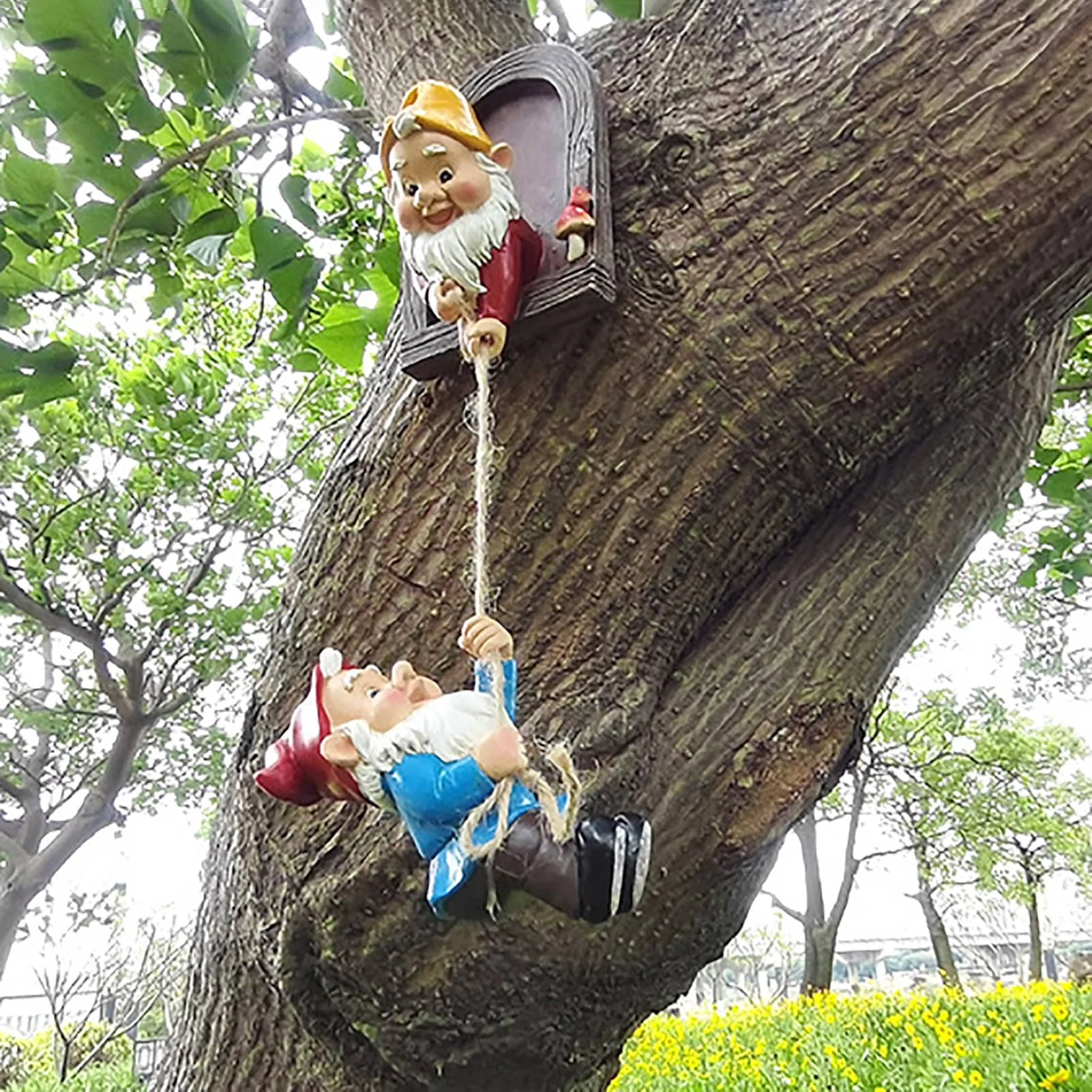 Lustige Garten Klettern Gnomes Baum Decor Nette Gnome Garten Statue Kunst Harz Zwerg Skulptur für Hof Im Freien Dekoration